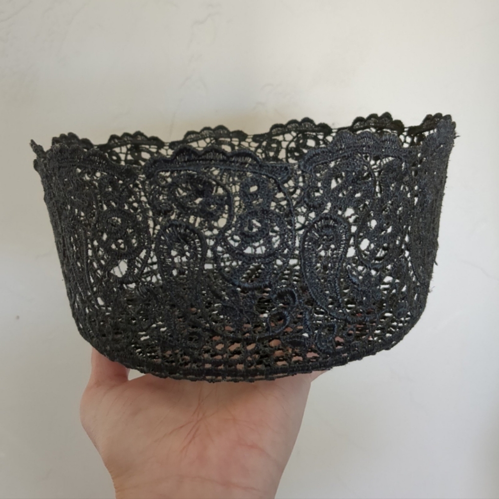 Black lace doily basket, Goth, Whimsigoth, Coquette Girl